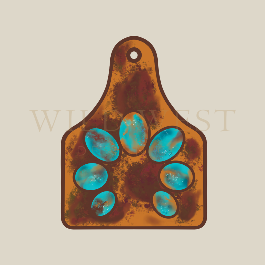 Turquoise Cow Tag